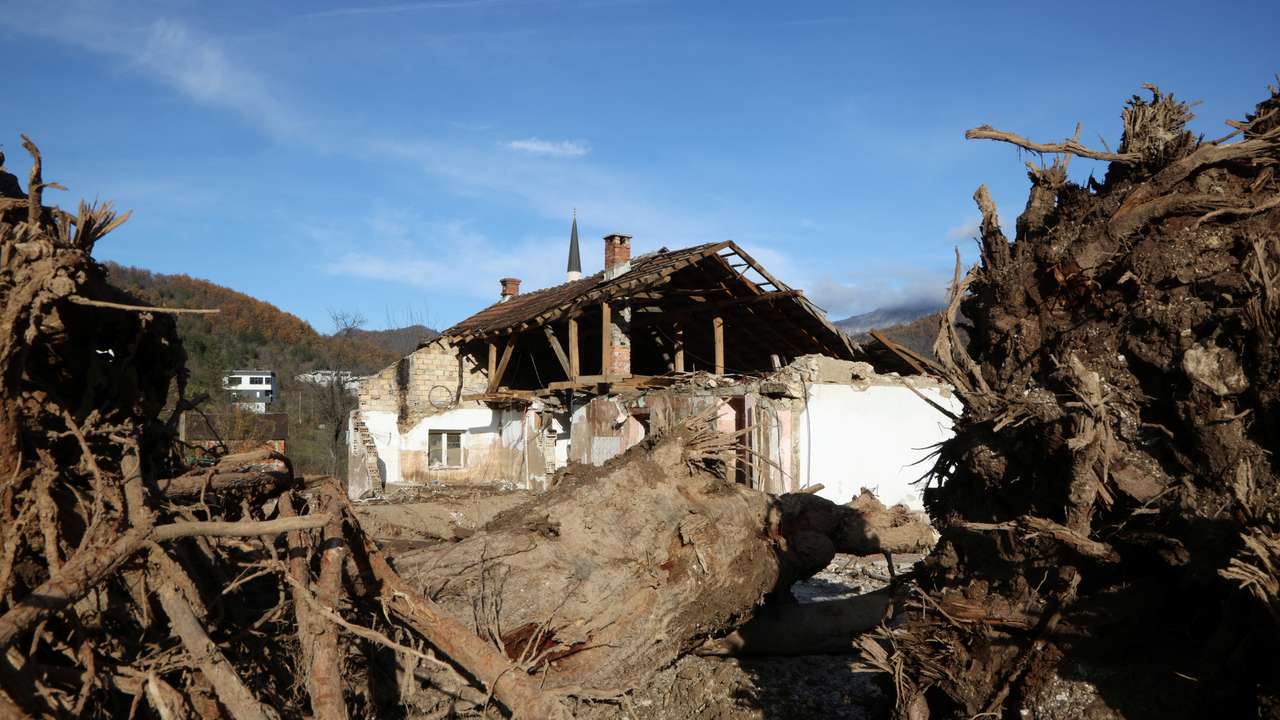 Houses destroyed following floods in Donja Jablanica