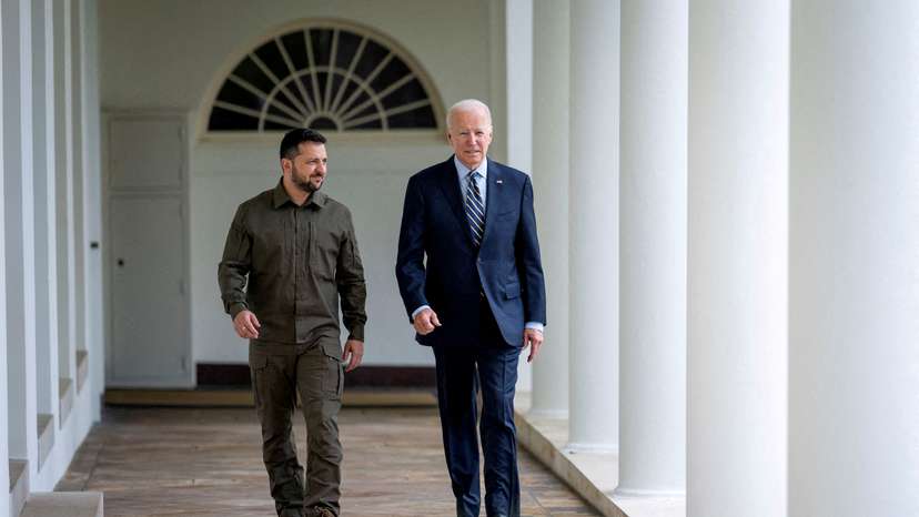 FILE PHOTO: Ukrainian President Volodymyr Zelenskiy meets with President Joe Biden at the White House in Washington