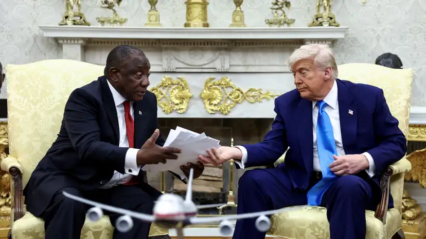 U.S. President Donald Trump meets South African President Cyril Ramaphosa at the White house