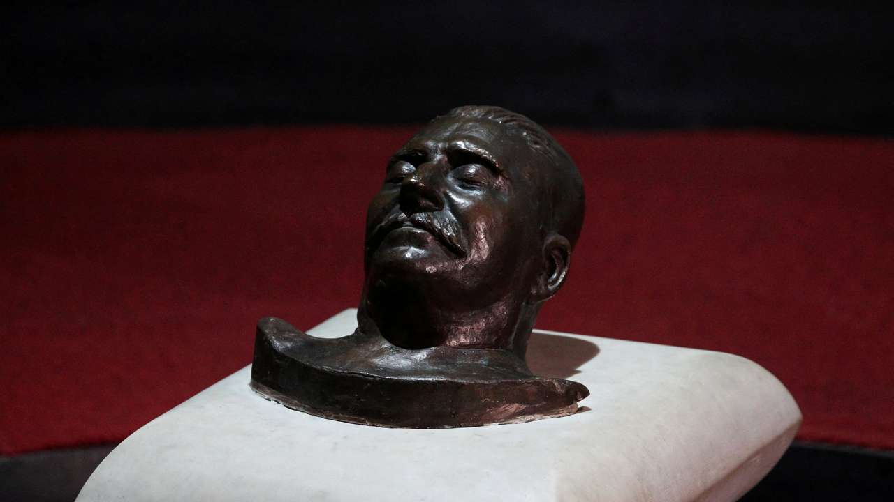 FILE PHOTO: The death mask of Soviet leader Joseph Stalin is exhibited at a museum in his hometown of Gori