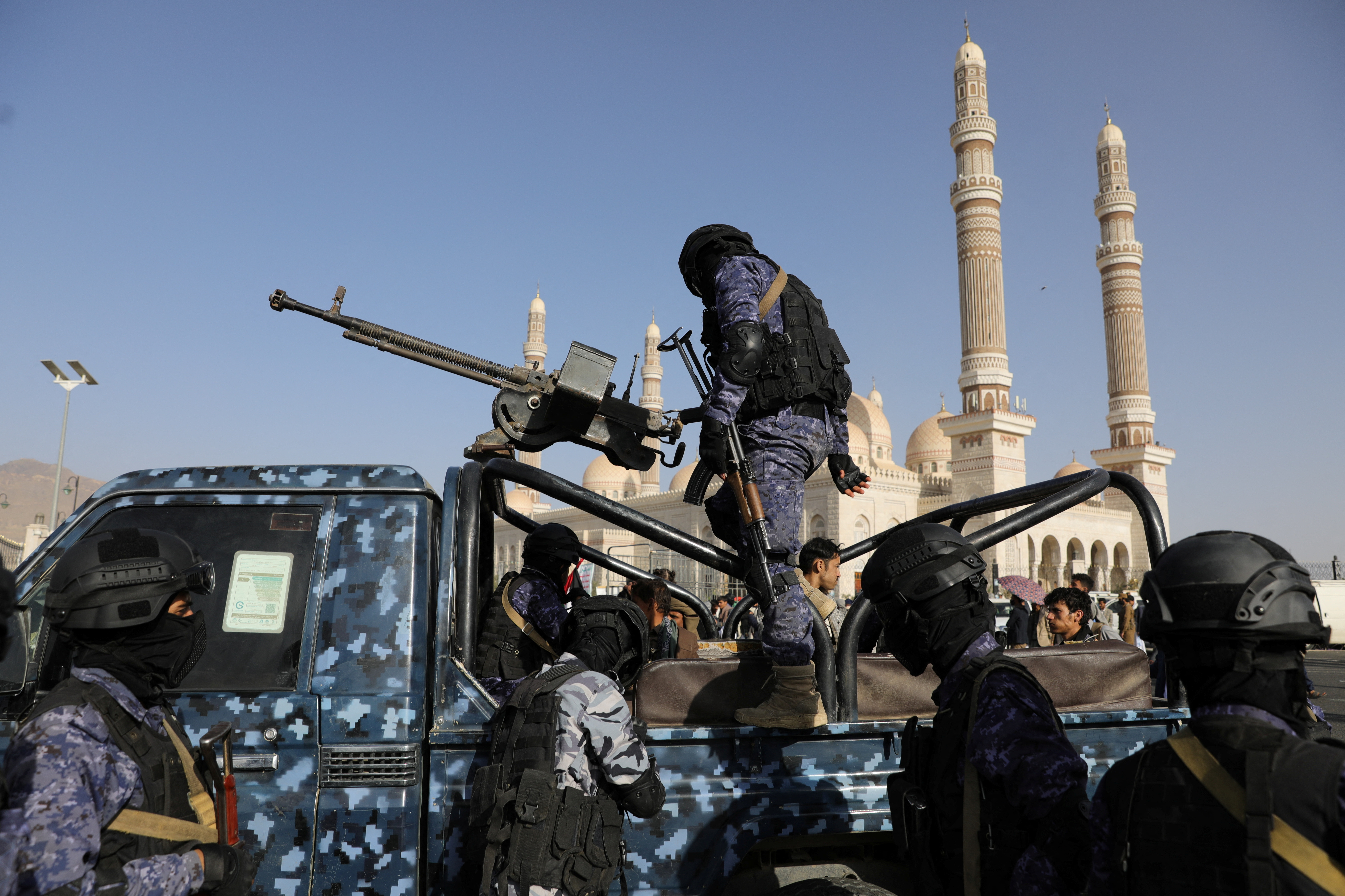 Protesters demonstrate in solidarity with the Palestinians in the Gaza Strip, in Sanaa