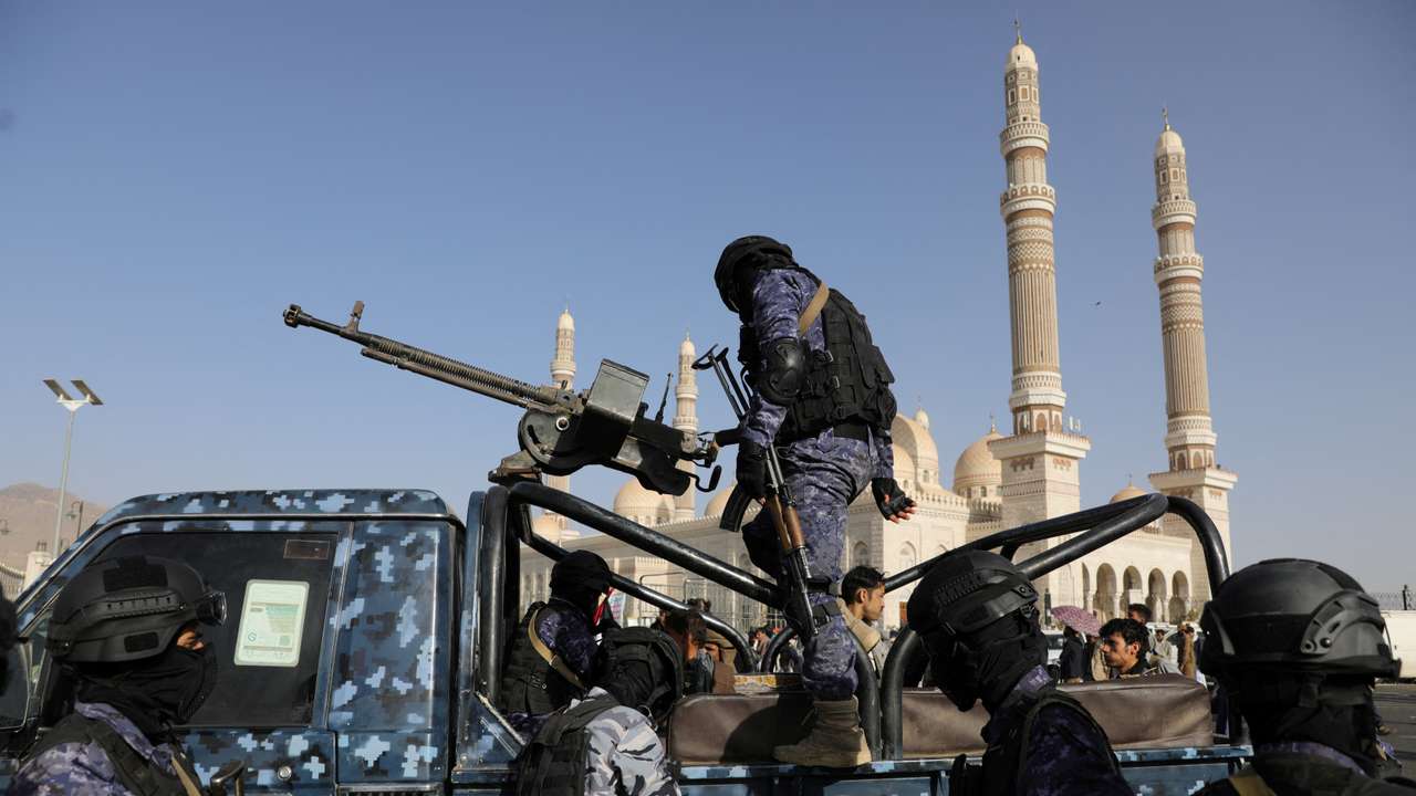 Protesters demonstrate in solidarity with the Palestinians in the Gaza Strip, in Sanaa