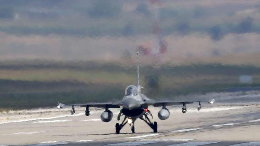 FILE PHOTO: A Turkish Air Force F-16 fighter jet lands at Incirlik air base in Adana, Turkey