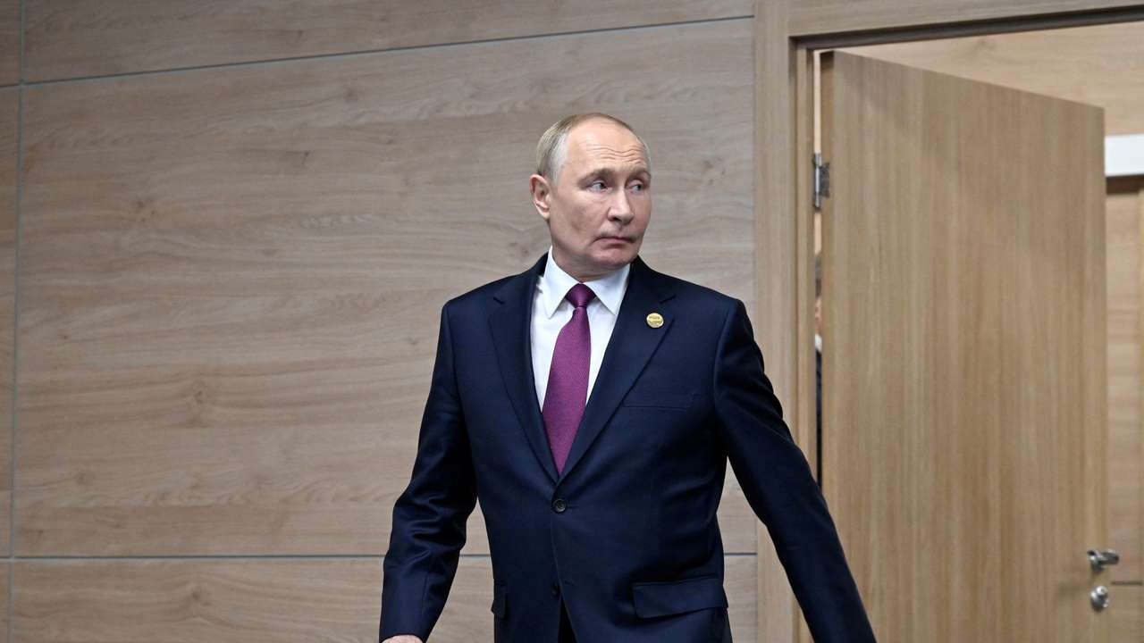 Russian President Putin attends a meeting at BRICS summit in Kazan