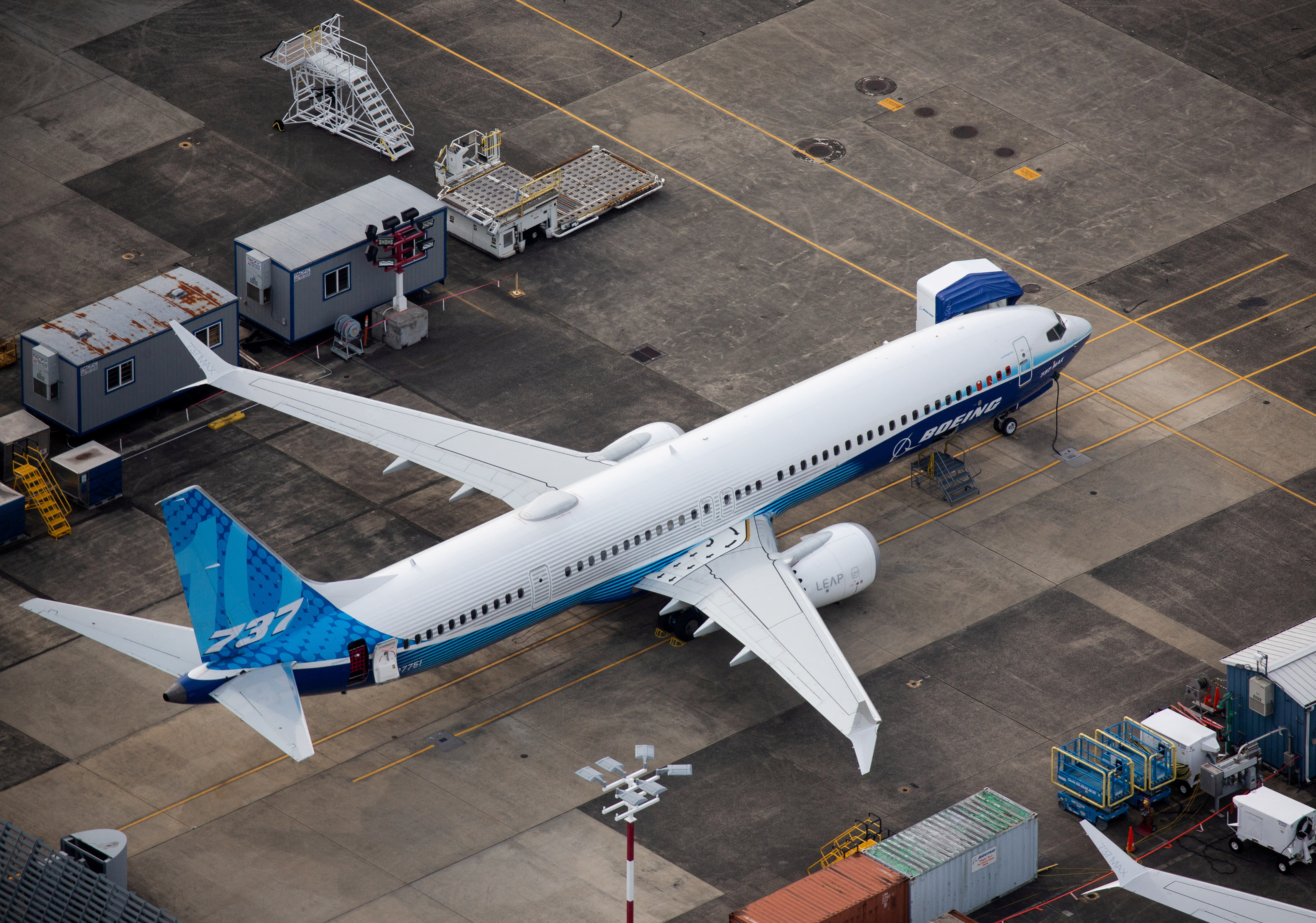FILE PHOTO: Aerial view of Boeing planes