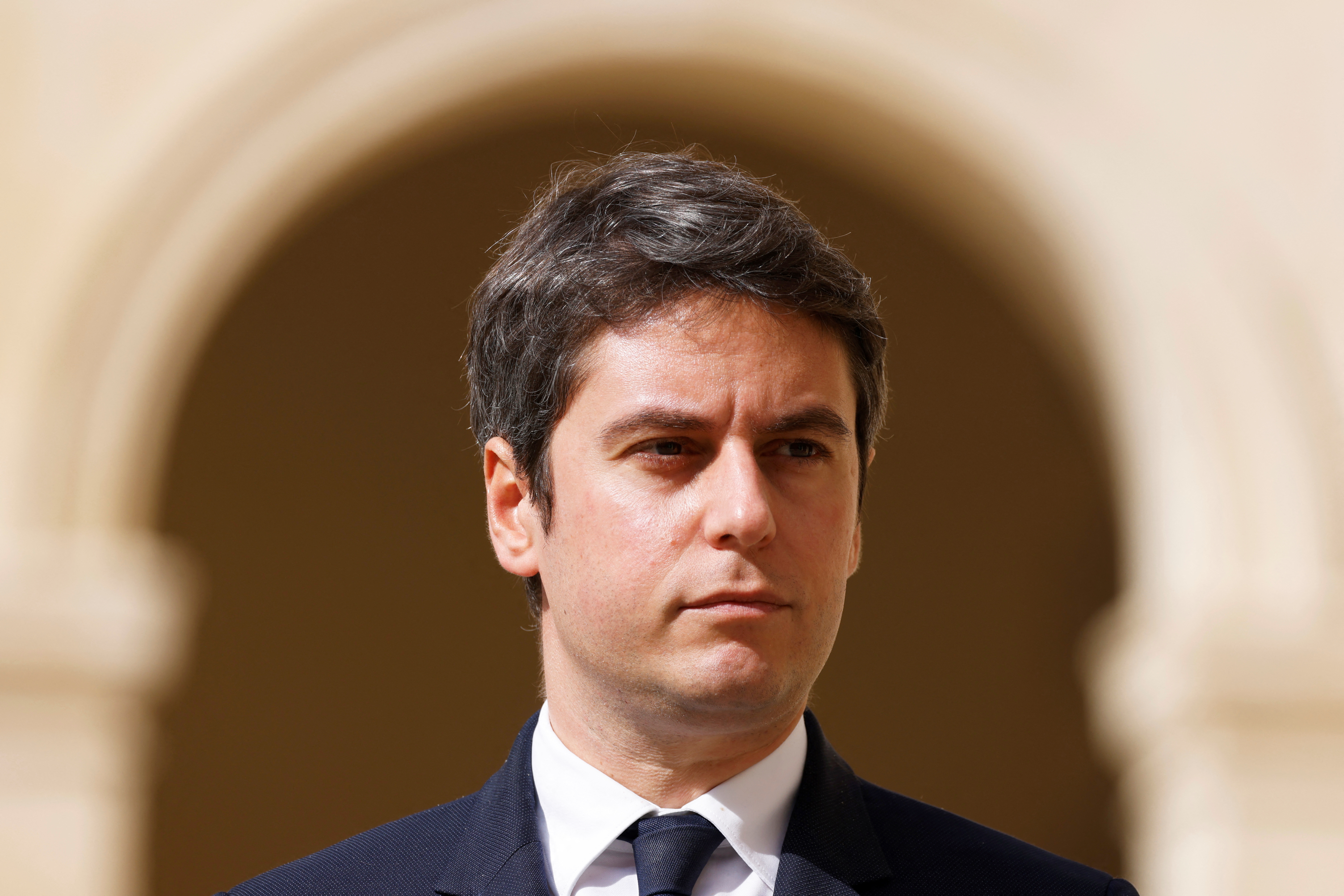 France's Prime Minister Gabriel Attal attends a "national tribute" ceremony to late French politician and admiral, Philippe de Gaulle in Paris