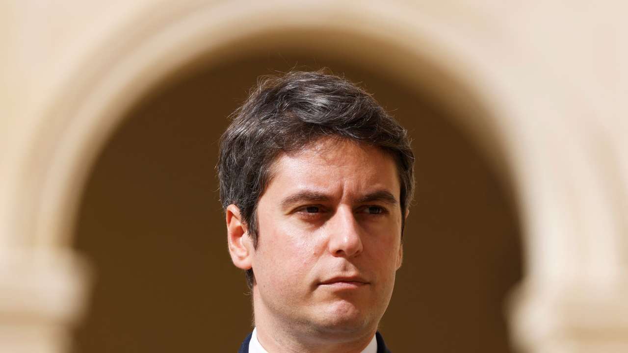 France's Prime Minister Gabriel Attal attends a "national tribute" ceremony to late French politician and admiral, Philippe de Gaulle in Paris