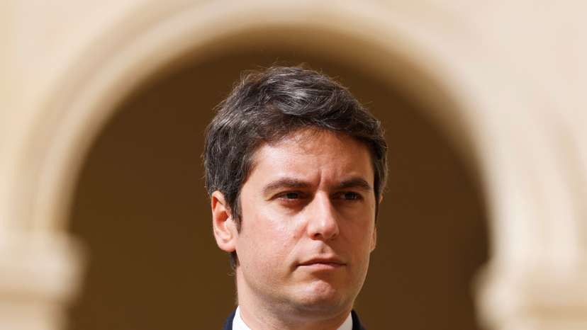 France's Prime Minister Gabriel Attal attends a "national tribute" ceremony to late French politician and admiral, Philippe de Gaulle in Paris