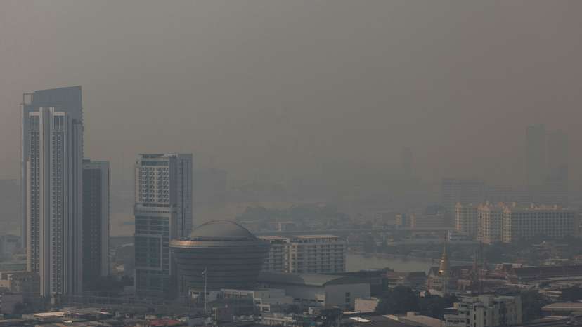 A view of the city amid air pollution in Bangkok