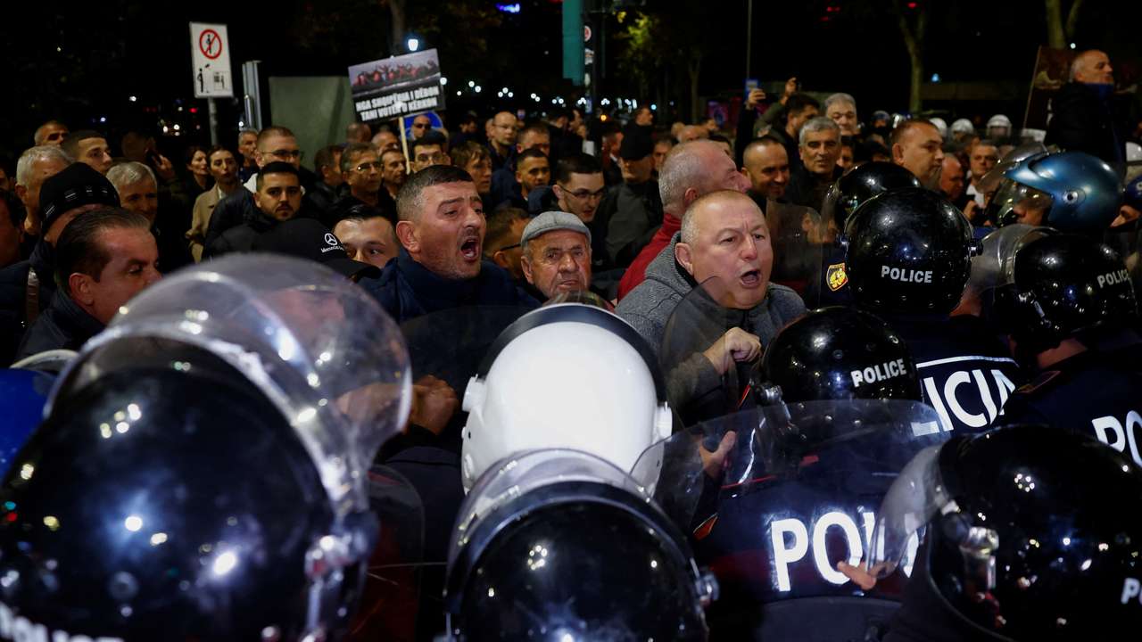 Supporters of Albanian opposition block the roads as part of a civil disobedience demanding a provisional technocratic government in Tirana