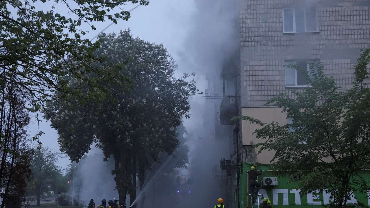 Russian drone and missile strike in Kyiv