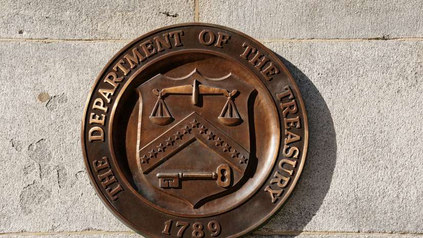 FILE PHOTO: The U.S Treasury building in Washington.