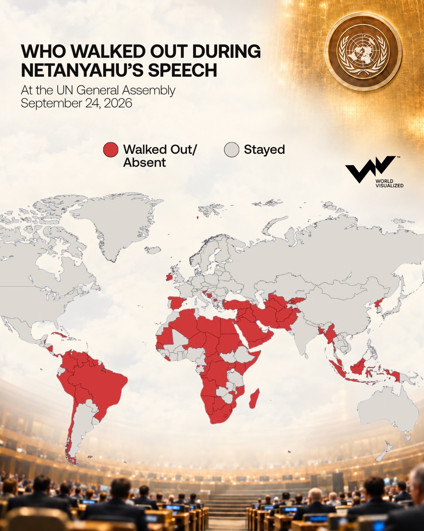 Dozens of UN delegations walk out as Netanyahu addresses General Assembly