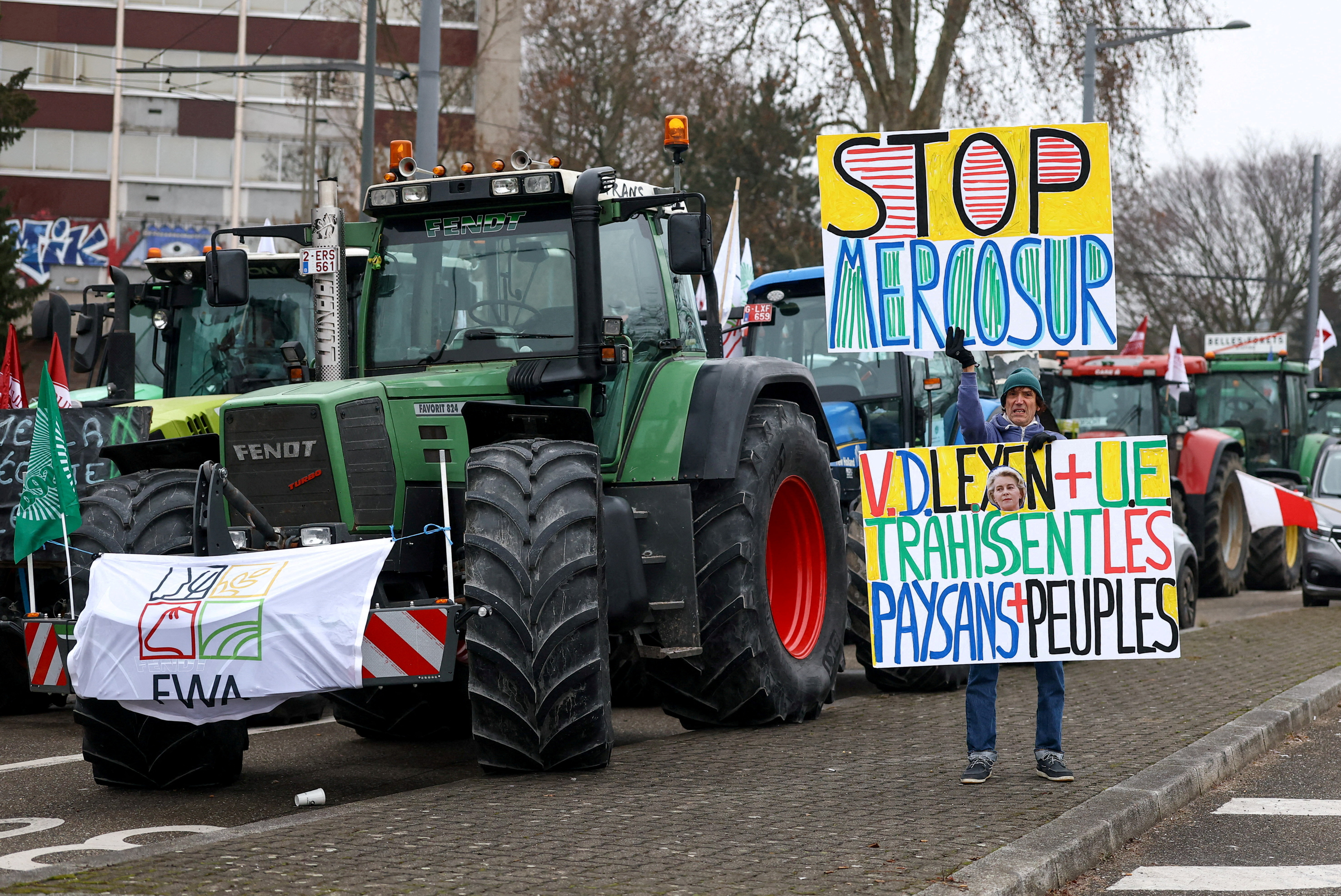 French farmers protest in Strasbourg against Mercosur trade deal