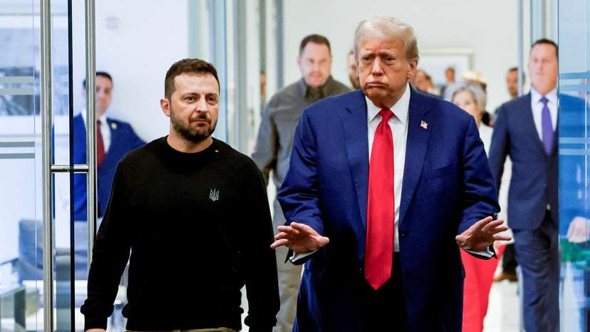 Republican presidential nominee and former U.S. President Donald Trump and Ukraine's President Volodymyr Zelenskiy meet in New York