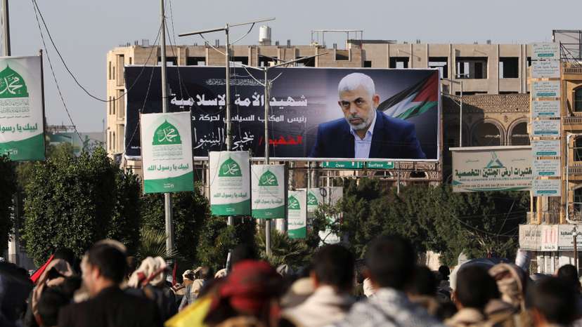 Protesters rally to show support to Palestinians and Hezbollah, in Sanaa