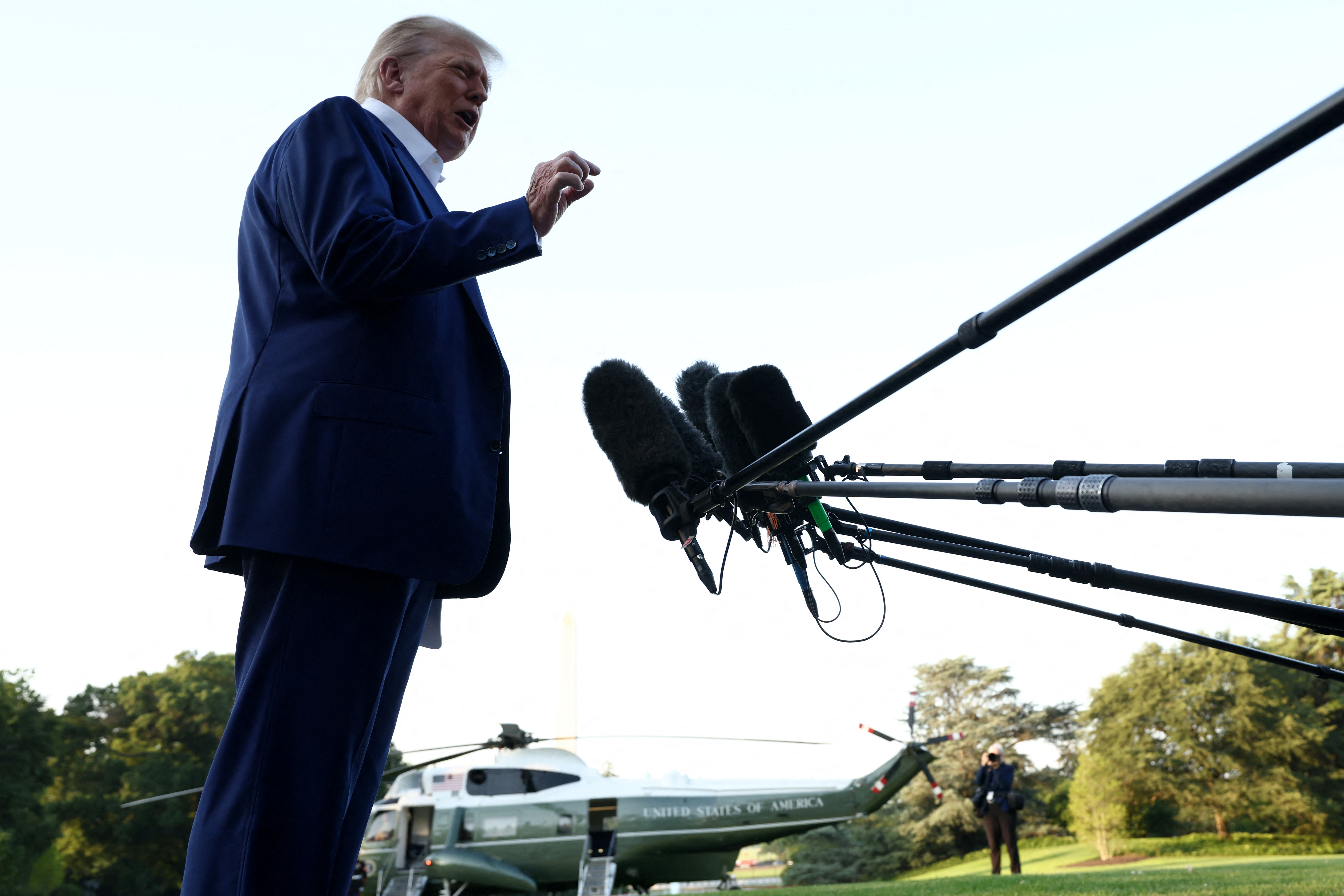 U.S. President Trump departs to attend the NATO Summit in The Hague, at the White House in Washington, D.C.