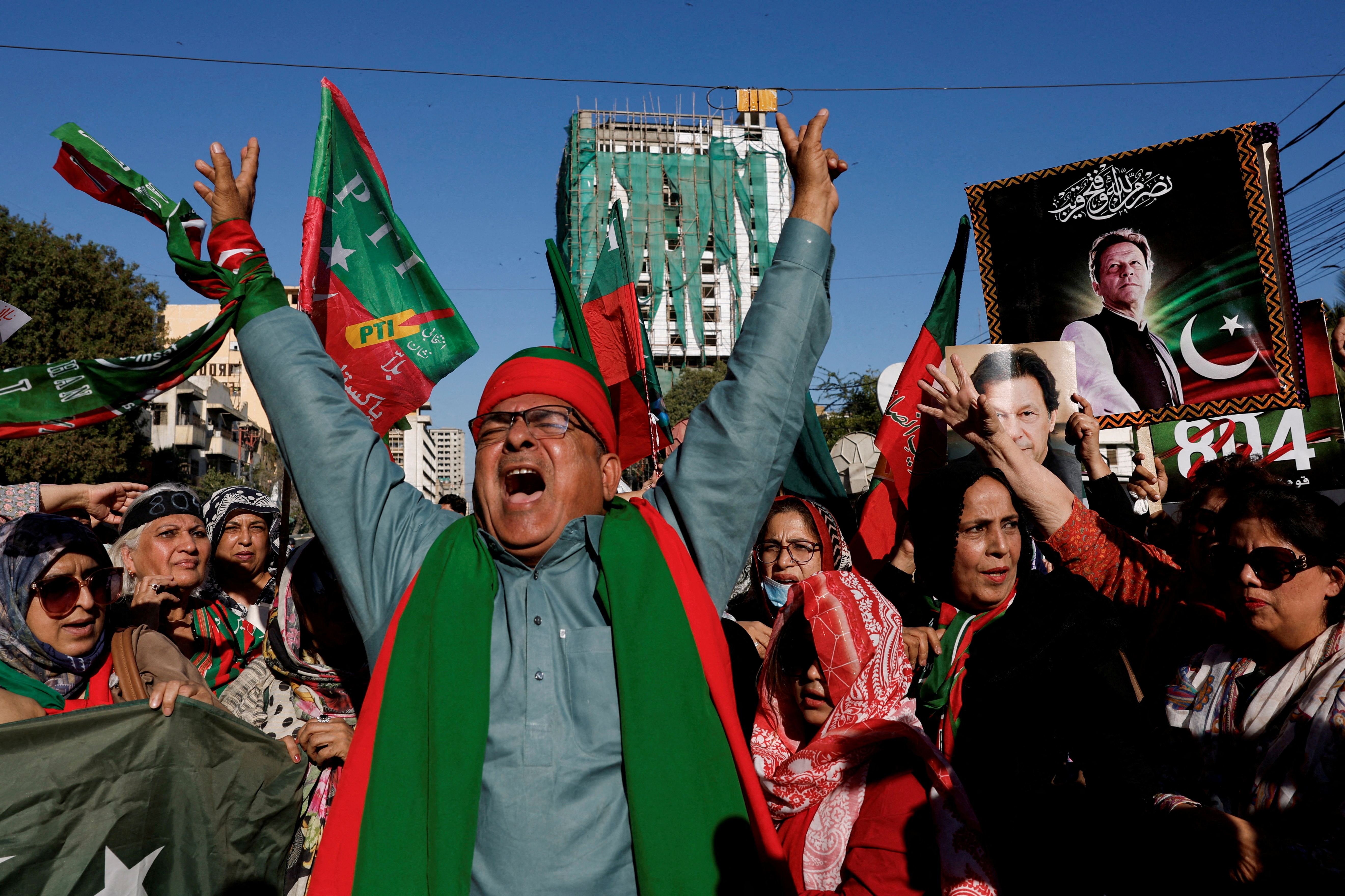 FILE PHOTO: Protest demanding free and fair results of the general elections in Karachi