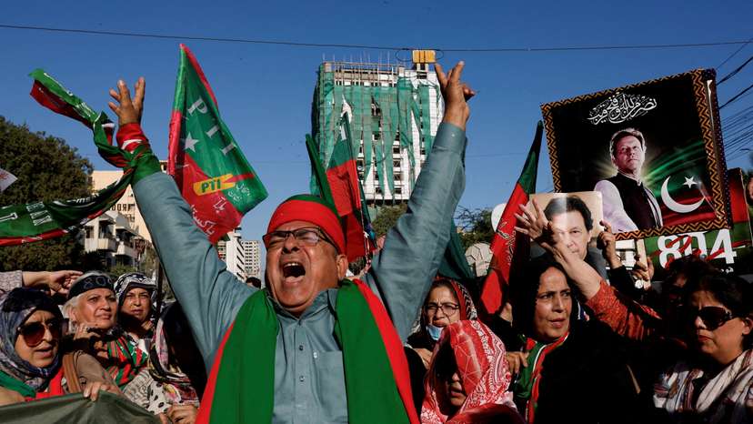FILE PHOTO: Protest demanding free and fair results of the general elections in Karachi