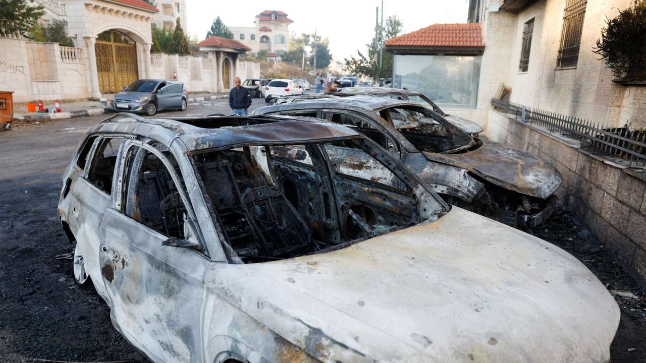 Aftermath of Israeli settlers attack in Al-Bireh city
