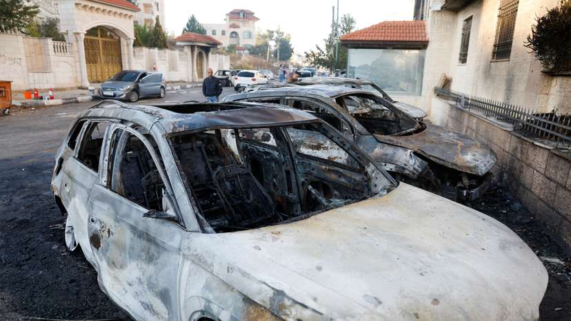 Aftermath of Israeli settlers attack in Al-Bireh city