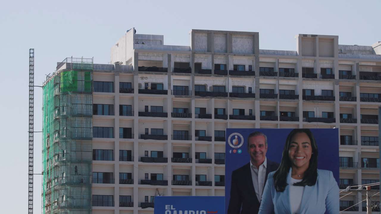 Billboard of the President of the Dominican Republic, Luis Abinader, candidate of the Modern Revolutionary Party, in Santo Domingo