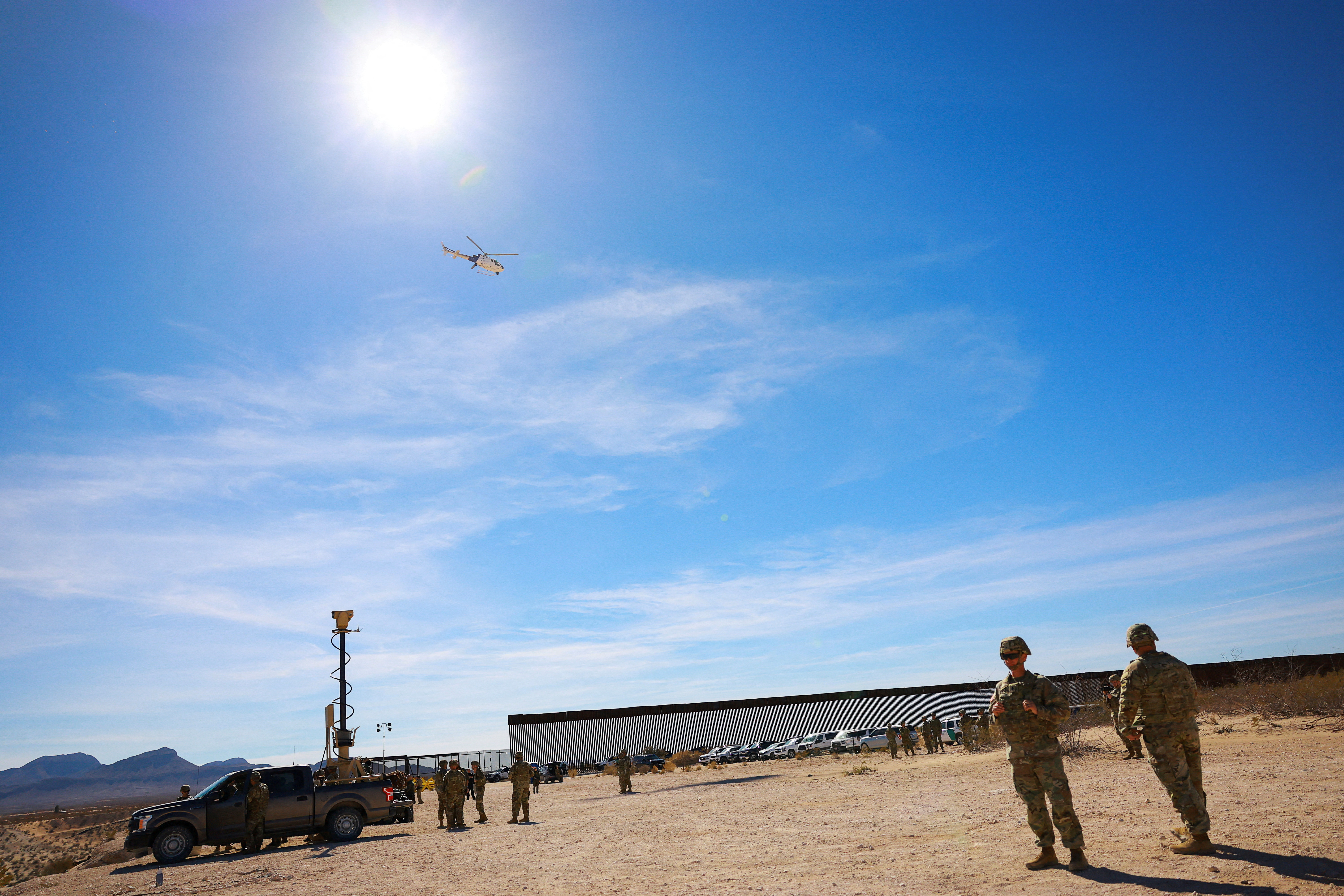 U.S. Defense Secretary Hegseth meets with military personnel, in Sunland Park