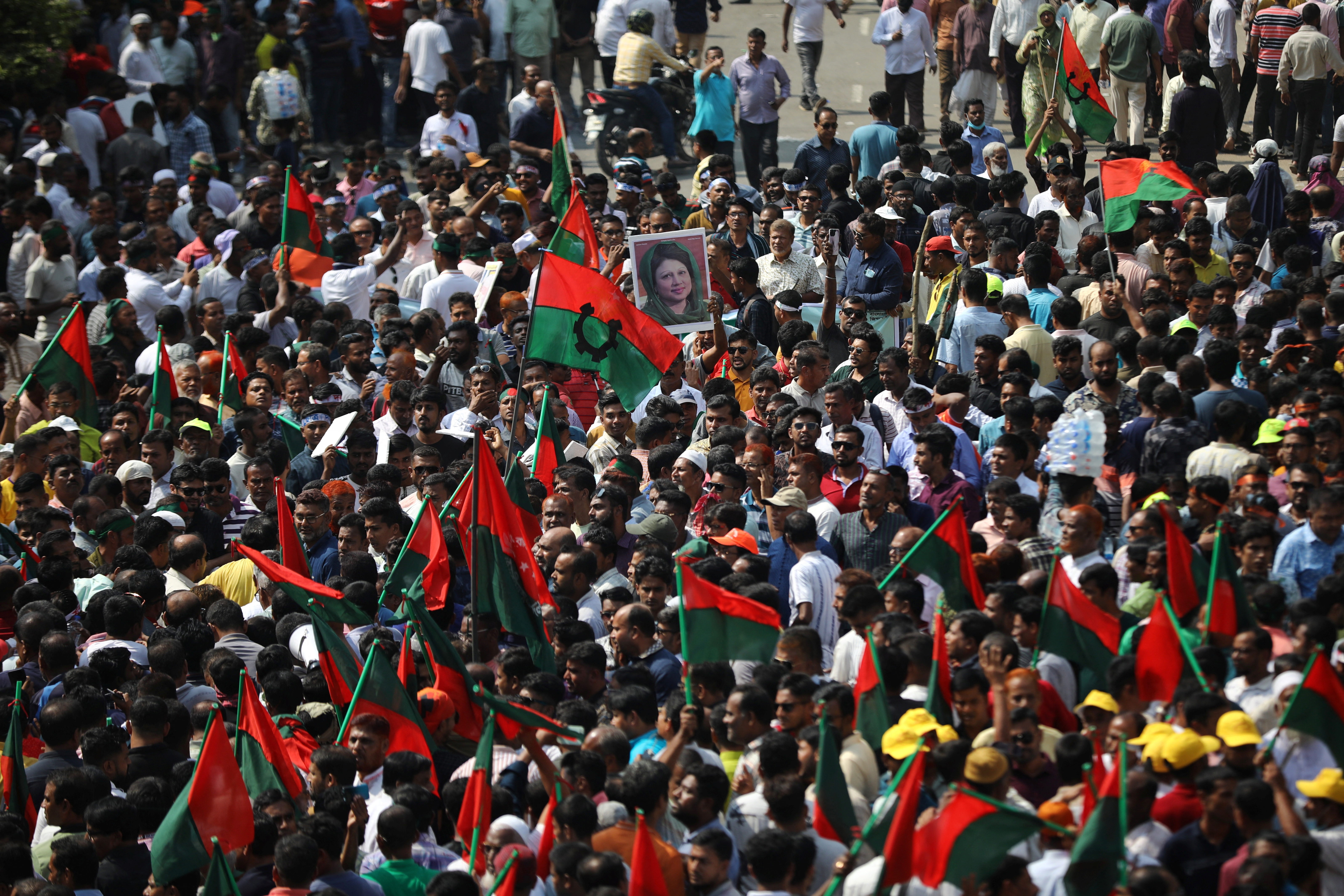 Supporters of Bangladesh Nationalist Party (BNP) join in a rally at Naya Paltan area in Dhaka