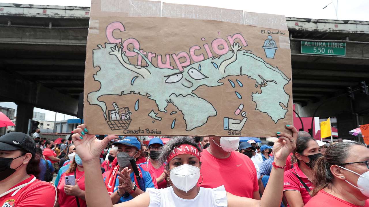 FILE PHOTO: Demonstrators protest over fuel price hikes, in Panama City