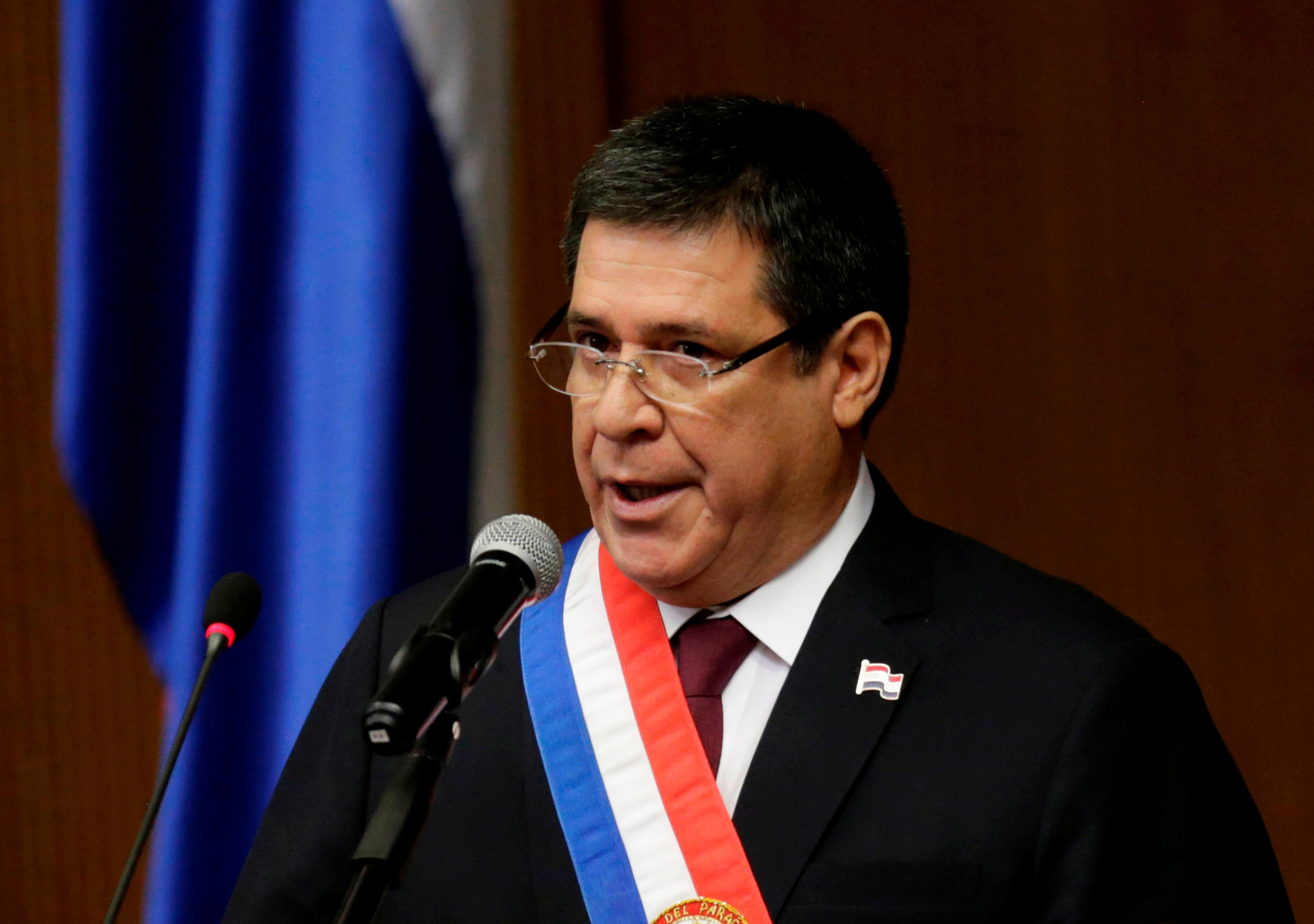 Paraguay's President Horacio Cartes addresses both houses of Congress, the Senate and the Chamber of Deputies, during his last address to the nation as the country's president, in Asuncion
