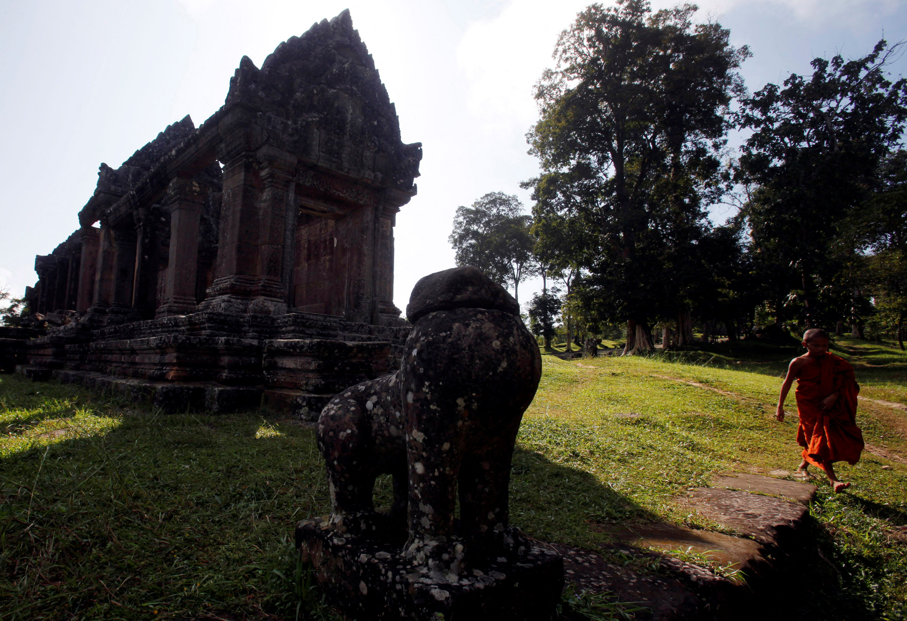 FILE PHOTO: A Buddhist monk visits the Preah Vihear temple on the border between Thailand and Cambodia