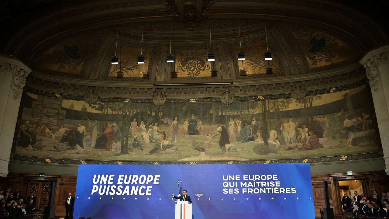 French President Emmanuel Macron holds speech on Europe's future at la Sorbonne