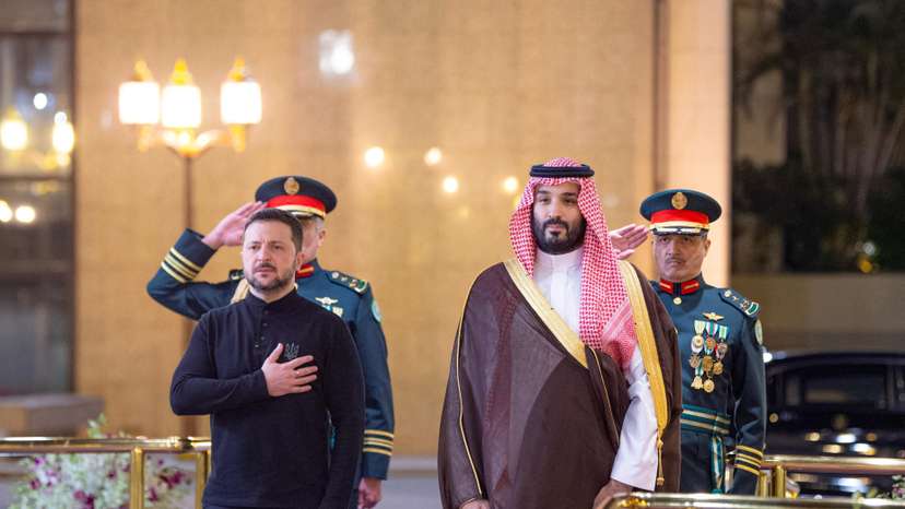 Ukrainian President Volodymyr Zelenskiy meets Saudi Crown Prince, Mohammed bin Salman, during his visit to Jeddah