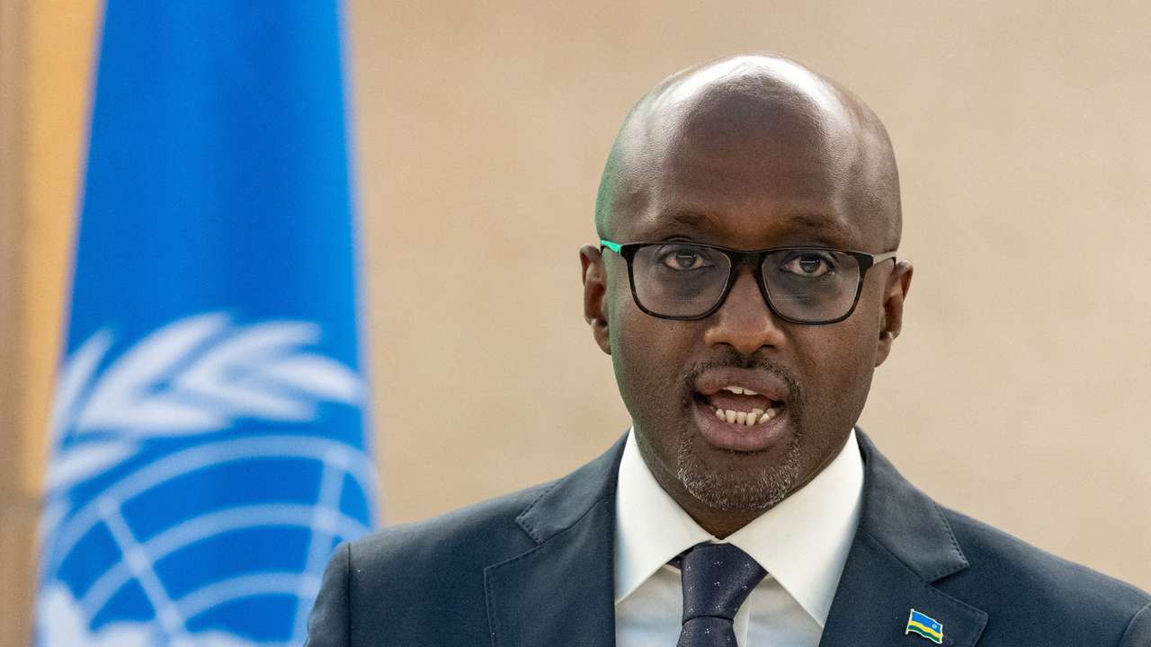 Nduhungirehe, Minister for Foreign Affairs and International Cooperation of Rwanda addresses the Human Rights Council at the United Nations in Geneva