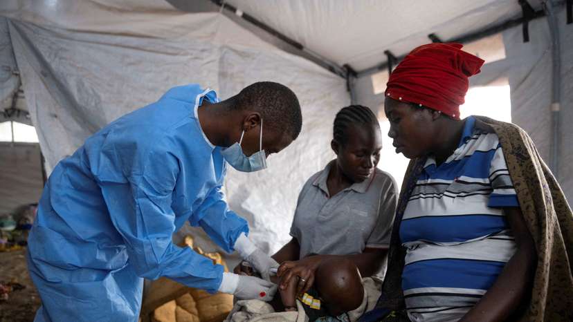 FILE PHOTO: A Congolese nurse takes a sample from a suspected mpox patient in the treatment centre at the Kavumu hospital in Kabare territory