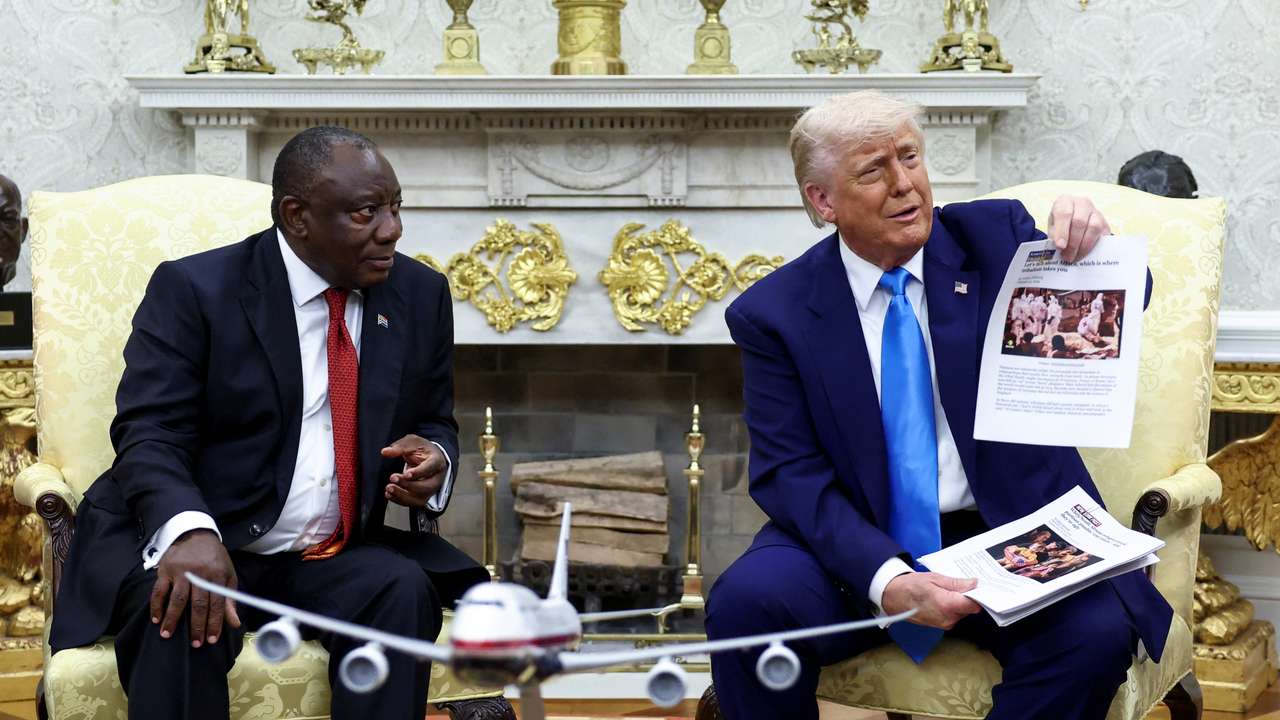 U.S. President Donald Trump meets South African President Cyril Ramaphosa at the White house