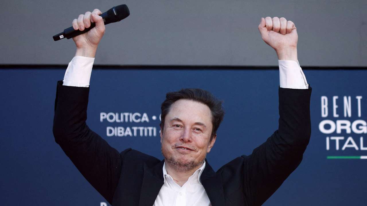 FILE PHOTO: Elon Musk attends Italy's PM Meloni's right-wing party's political festival Atreju, in Rome
