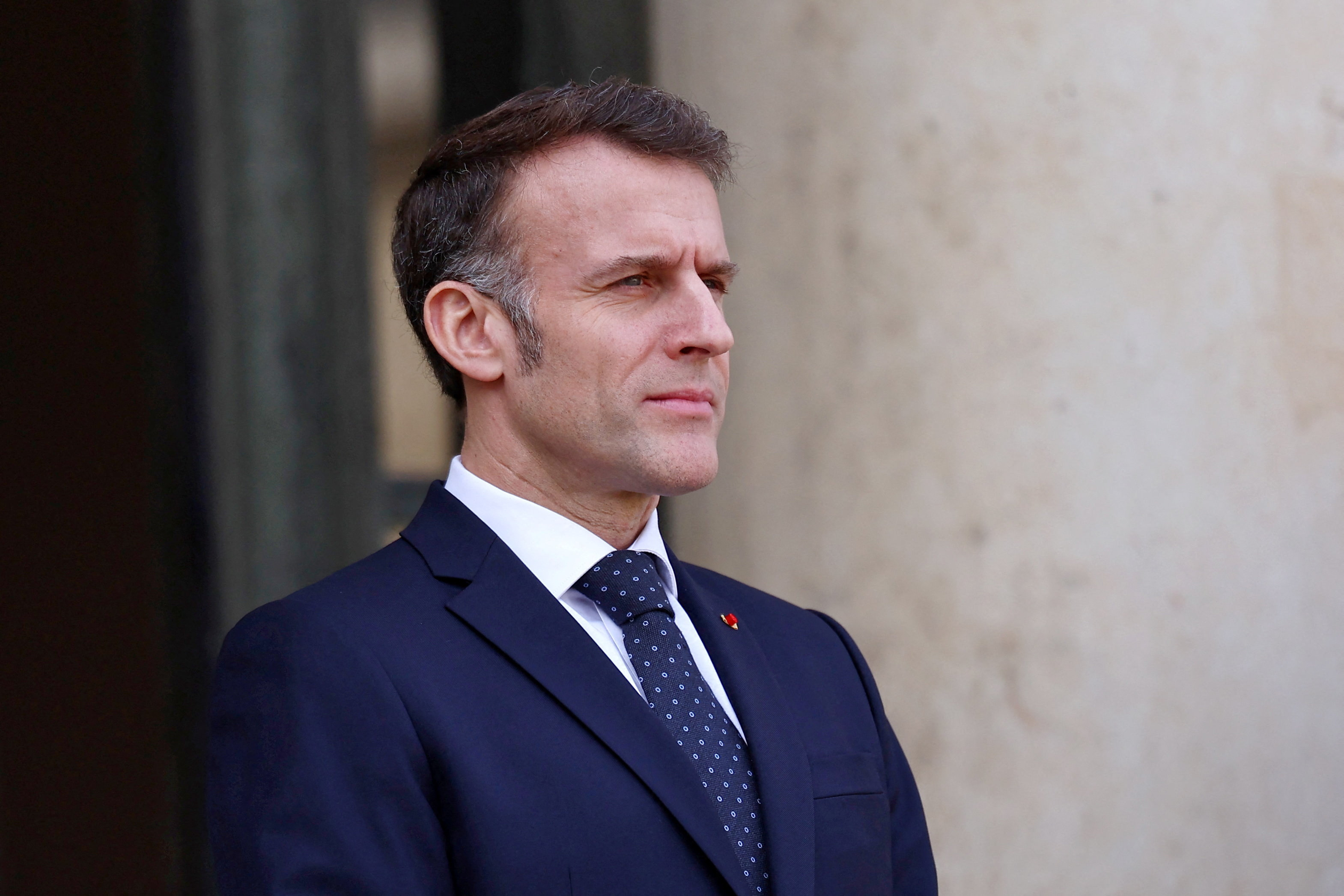 French President Macron at the Elysee Palace in Paris