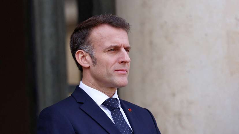 French President Macron at the Elysee Palace in Paris