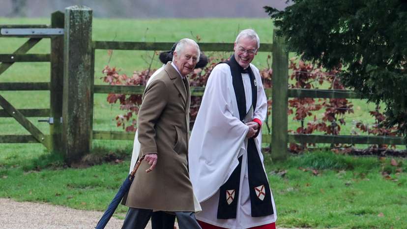 Britain's King Charles attends a church service at St. Mary Magdalene's church