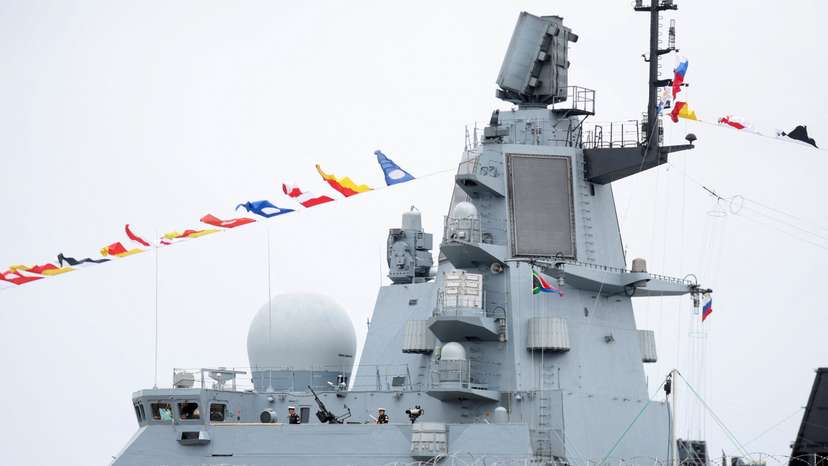 Russian frigate Admiral Gorshkov ahead of scheduled naval exercises with South African and Chinese navies in Richards Bay