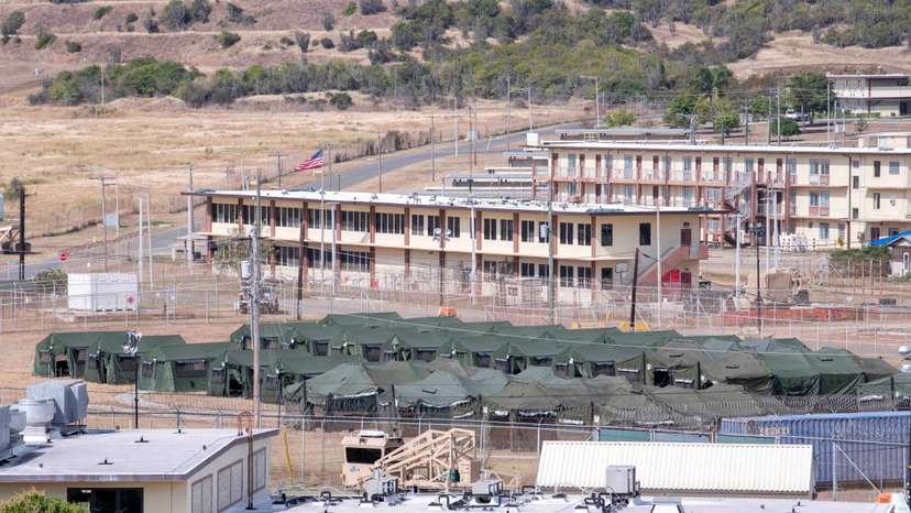 FILE PHOTO: Newly erected holding tents for detained migrants are seen at Naval Station Guantanamo Bay