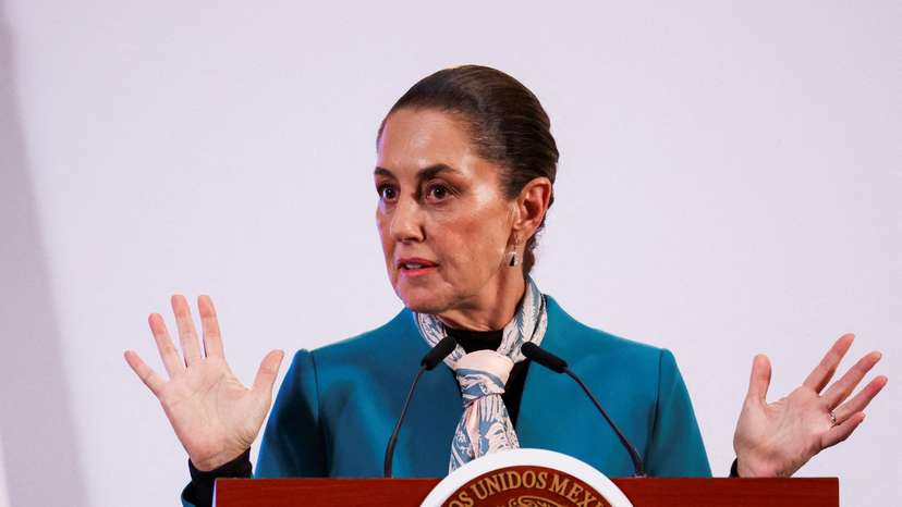 FILE PHOTO: Mexico's President Claudia Sheinbaum holds a press conference in Mexico City