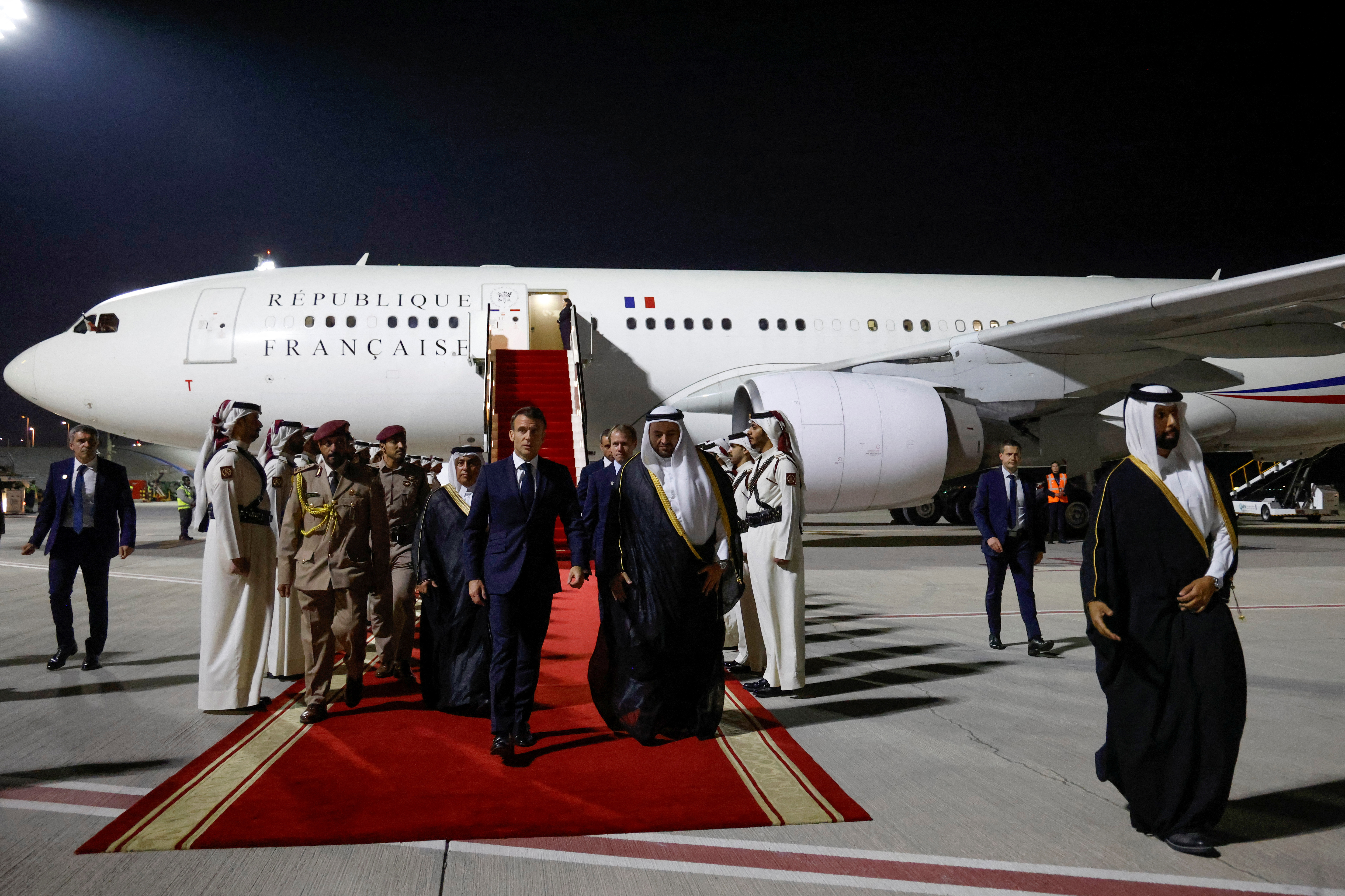 French President Emmanuel Macron visits Qatar