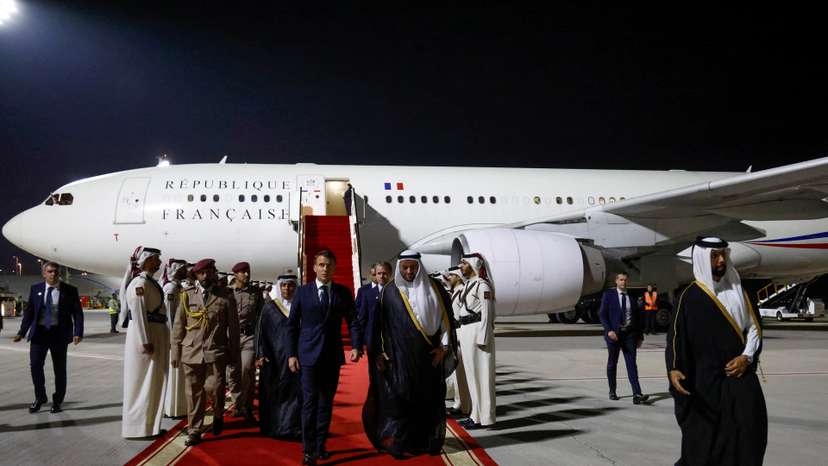 French President Emmanuel Macron visits Qatar