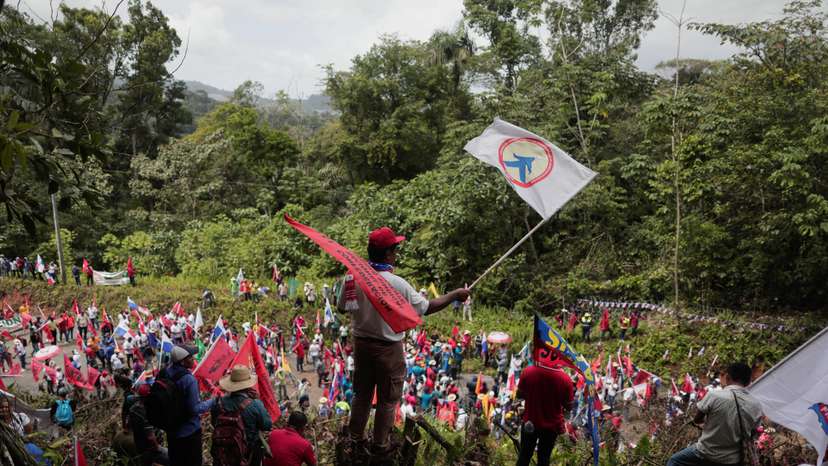 Protest at First Quantum's Panama copper mine, in Donoso
