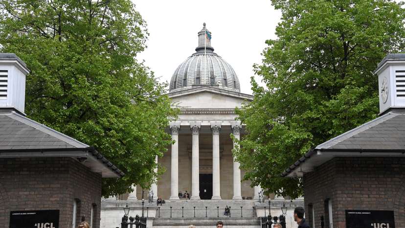FILE PHOTO: Students and visitors are seen walking around the main campus buildings of University College London (UCL) in London, Britain