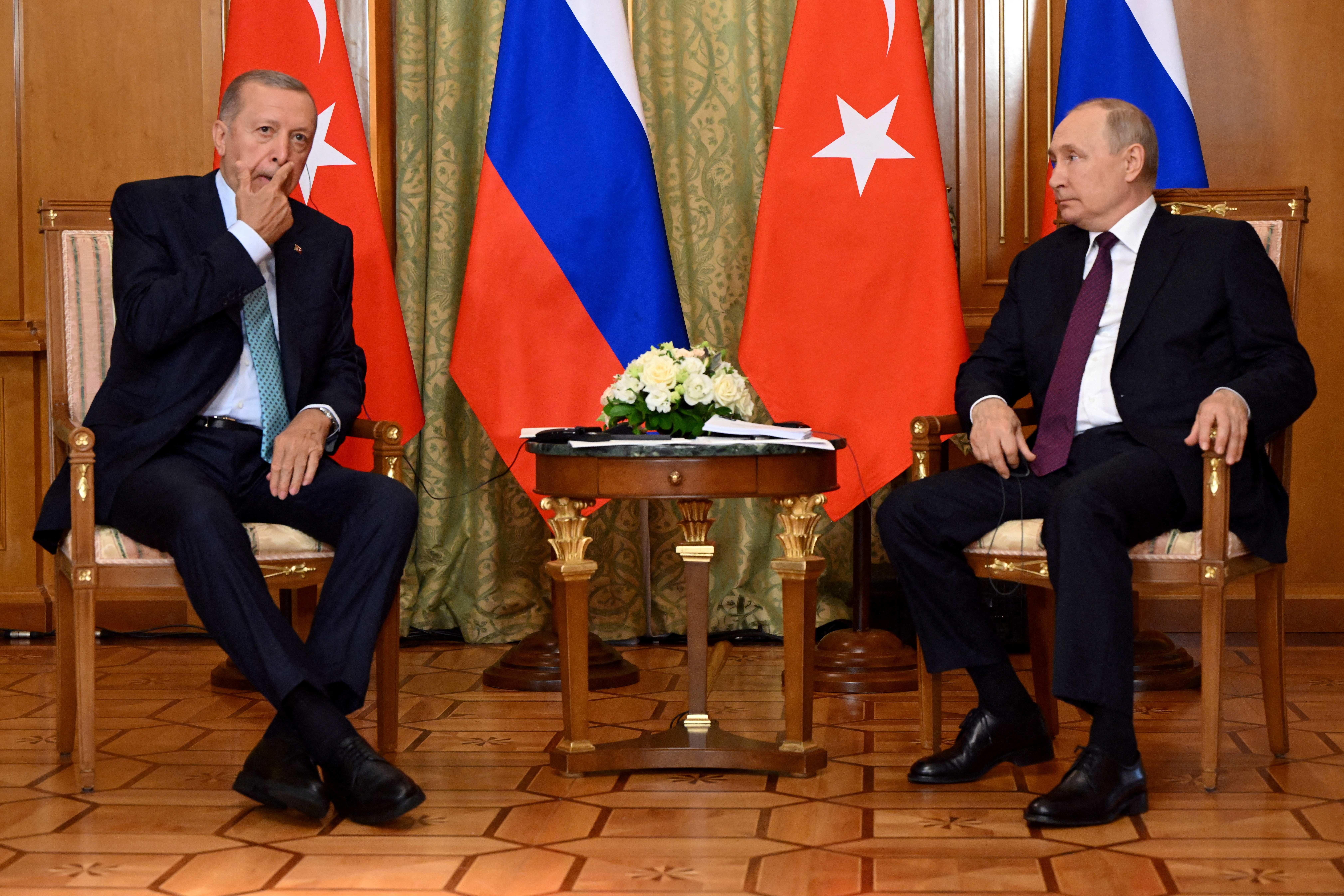 FILE PHOTO: Russian President Putin and Turkish President Erdogan meet in Sochi