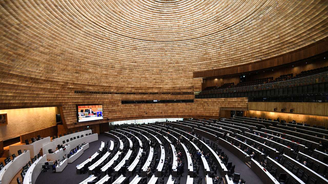 FILE PHOTO: A general view of Thailand's parliament, on the day of a parliamentary vote on Pheu Thai candidate Srettha Thavisin's prime ministerial candidacy, in Bangkok