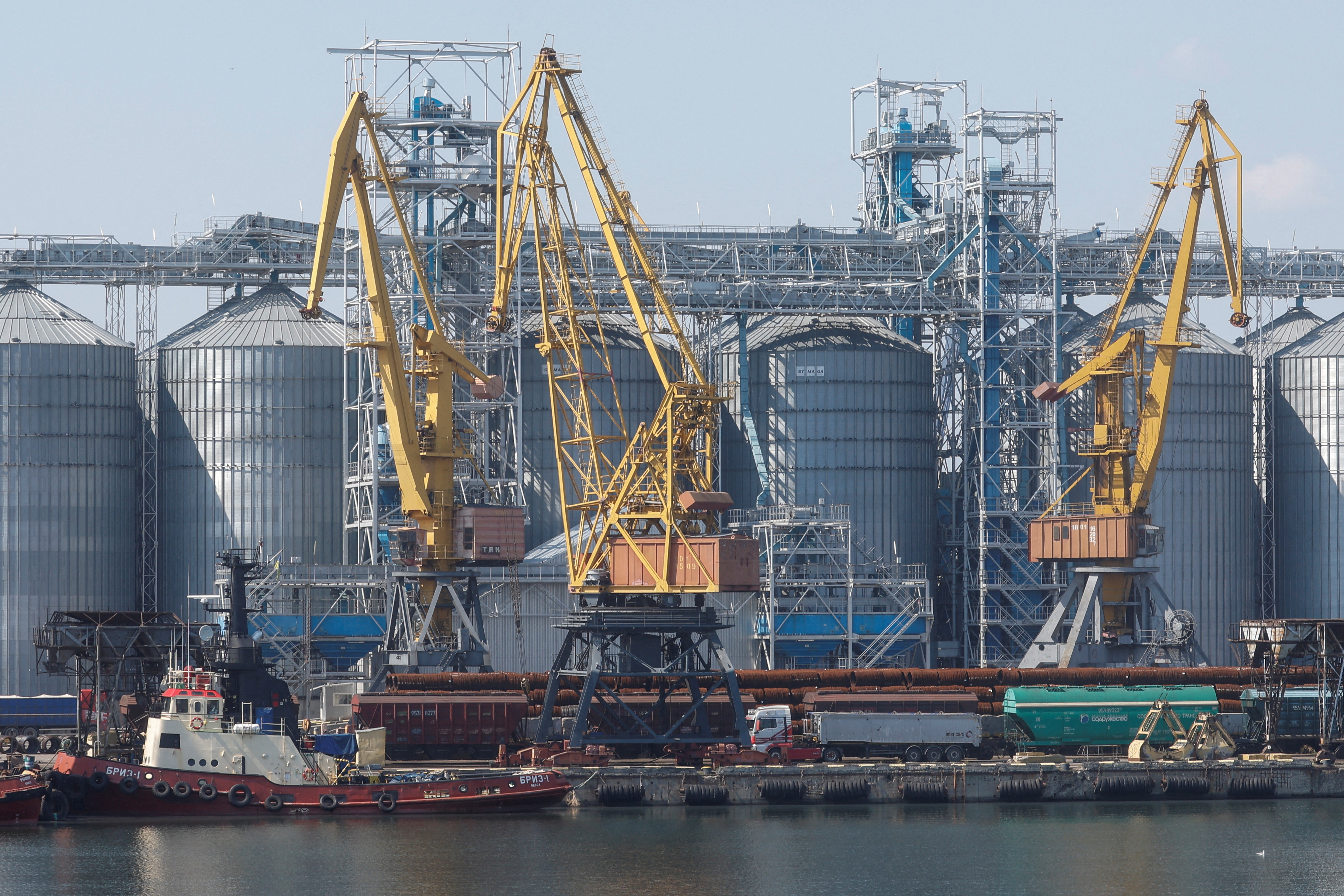 FILE PHOTO: Views shows a grain terminal in the sea port in Odesa